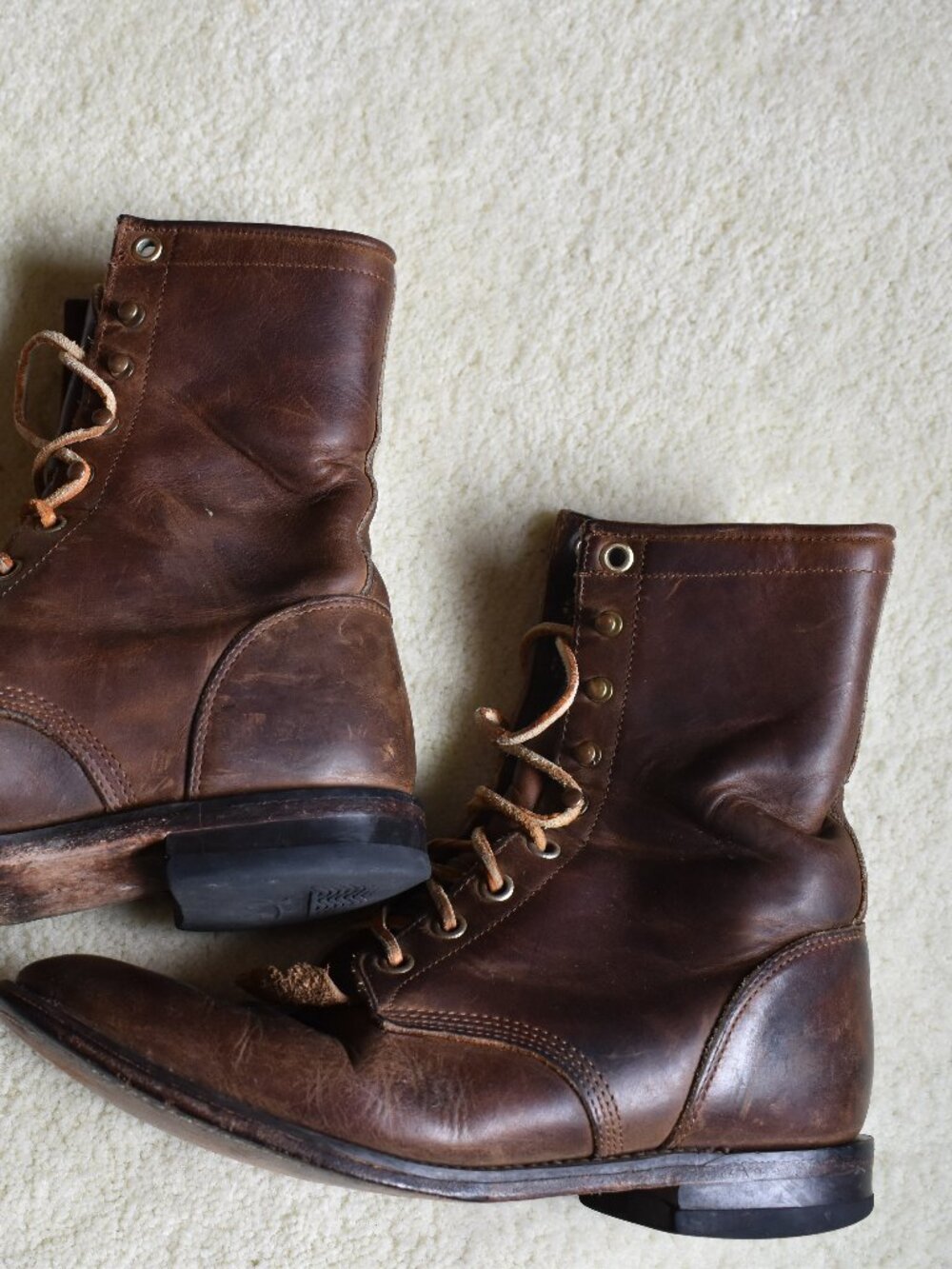 Vintage Womens Brown Justin Lace Up Western Boots Sz 6.5 - Picture 5 of 15